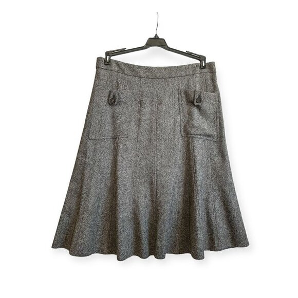 Barbara Bui Initials Wool Tweed A line Midi Skirt, Size FR40/M, Gray - Picture 1 of 14